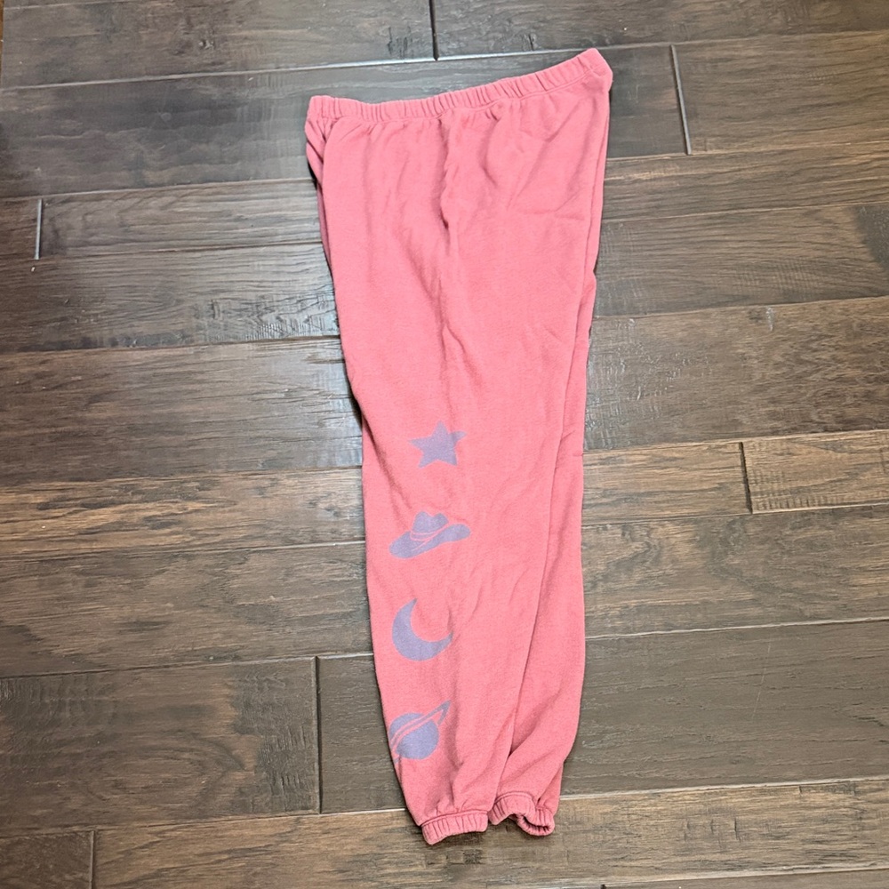Wildfox Joggers Pink with Lavender Space Motifs
